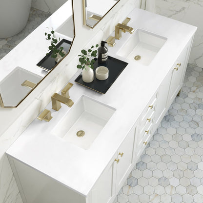 James Martin - Chicago 72" Double Vanity, Glossy White, w/ 3 CM White Zeus Silestone® Top - 503-V72-GW-3WZ view 8