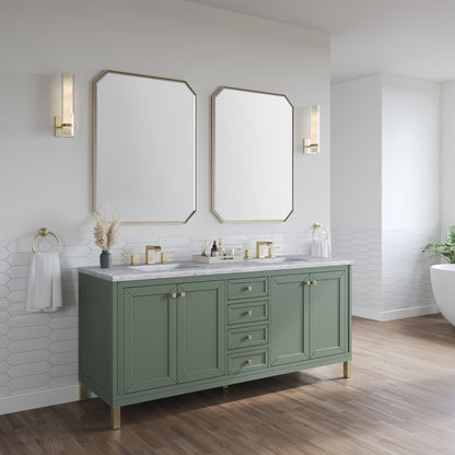 James Martin - Chicago 72" Double Vanity, Smokey Celadon, w/ 3 CM Carrara Marble Top - 503-V72-SC-3CAR view 6