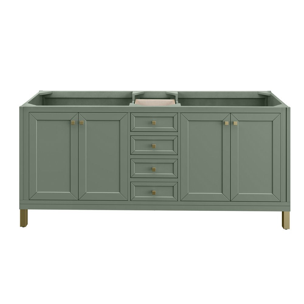 James Martin - Chicago 72" Double Vanity, Smokey Celadon, w/ 3 CM Carrara Marble Top - 503-V72-SC-3CAR view 8