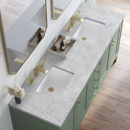 James Martin - Chicago 72" Double Vanity, Smokey Celadon, w/ 3 CM Carrara Marble Top - 503-V72-SC-3CAR view 9