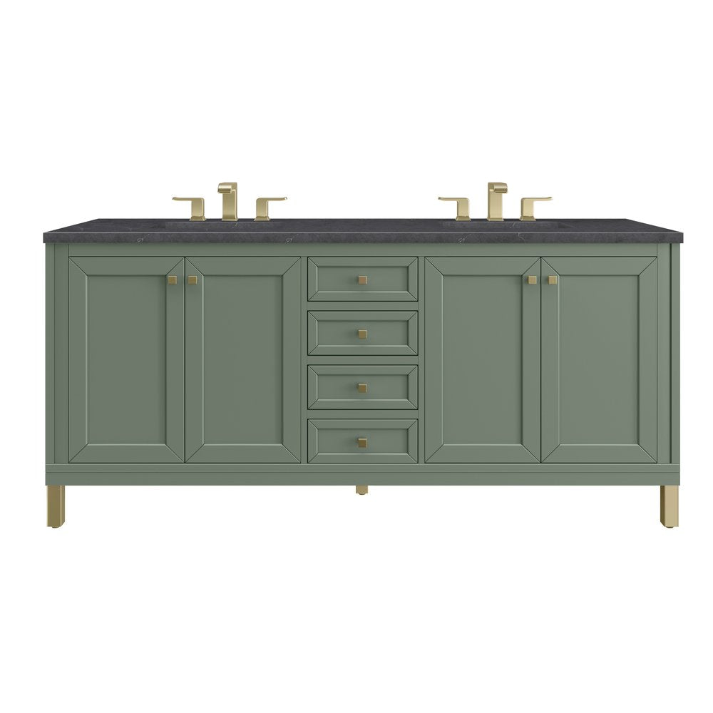 James Martin - Chicago 72" Double Vanity, Smokey Celadon, w/ 3 CM Charcoal Soapstone Silestone® Top - 503-V72-SC-3CSP view 1