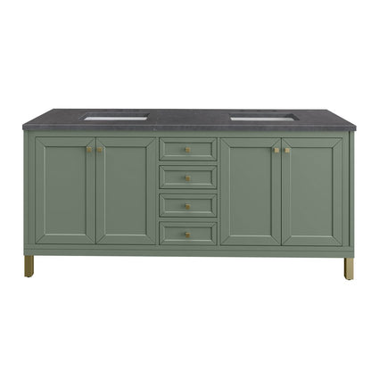 James Martin - Chicago 72" Double Vanity, Smokey Celadon, w/ 3 CM Charcoal Soapstone Silestone® Top - 503-V72-SC-3CSP view 2