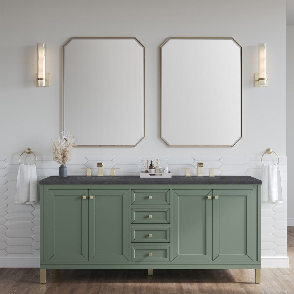 James Martin - Chicago 72" Double Vanity, Smokey Celadon, w/ 3 CM Charcoal Soapstone Silestone® Top - 503-V72-SC-3CSP view 5