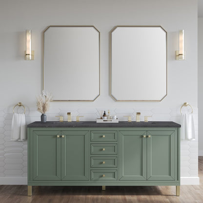 James Martin - Chicago 72" Double Vanity, Smokey Celadon, w/ 3 CM Charcoal Soapstone Silestone® Top - 503-V72-SC-3CSP view 5