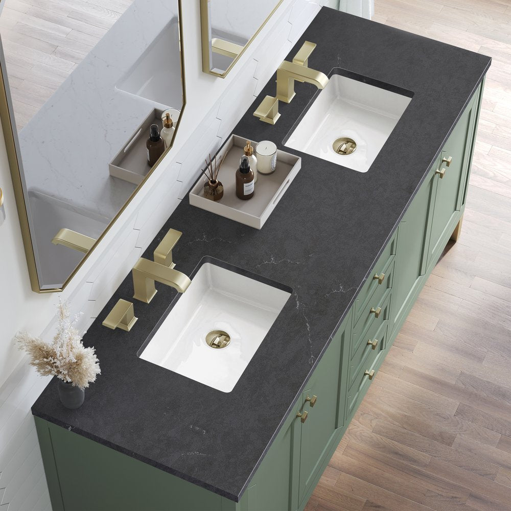 James Martin - Chicago 72" Double Vanity, Smokey Celadon, w/ 3 CM Charcoal Soapstone Silestone® Top - 503-V72-SC-3CSP view 9