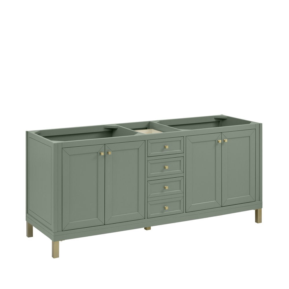 James Martin - Chicago 72" Double Vanity, Smokey Celadon, w/ 3 CM Eternal Jasmine Pearl Silestone® Top - 503-V72-SC-3EJP view 3