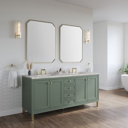 James Martin - Chicago 72" Double Vanity, Smokey Celadon, w/ 3 CM Eternal Jasmine Pearl Silestone® Top - 503-V72-SC-3EJP view 6