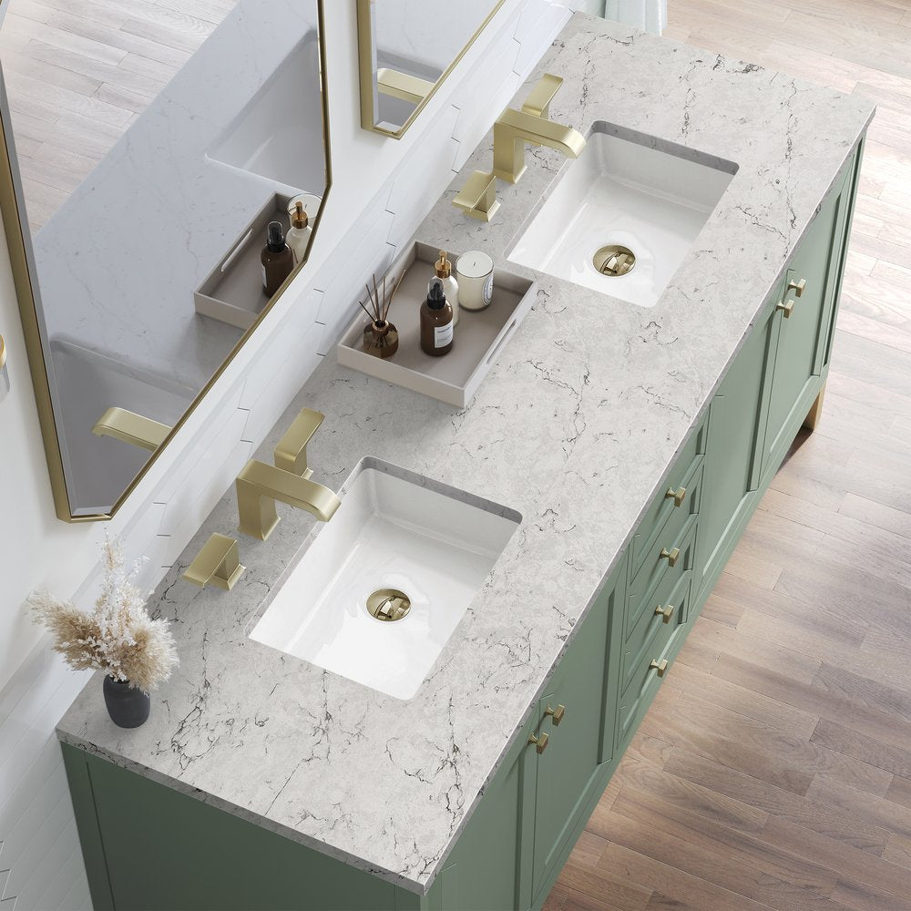 James Martin - Chicago 72" Double Vanity, Smokey Celadon, w/ 3 CM Eternal Jasmine Pearl Silestone® Top - 503-V72-SC-3EJP view 9