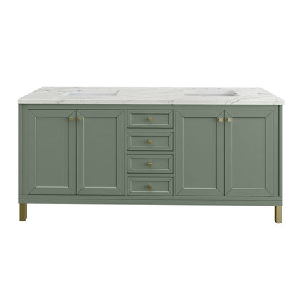 James Martin - Chicago 72" Double Vanity, Smokey Celadon, w/ 3 CM Ethereal Noctis Silestone® Top - 503-V72-SC-3ENC view 2