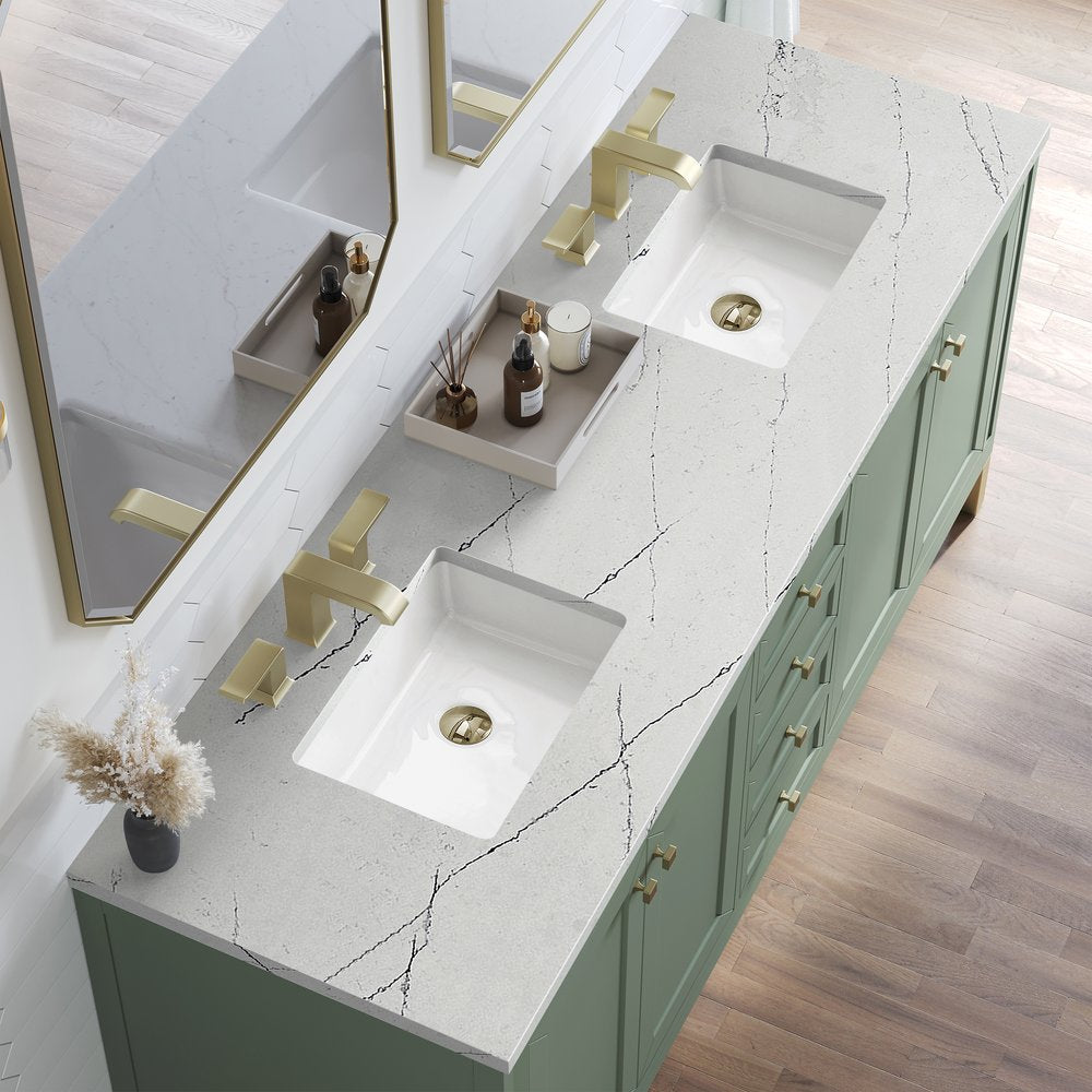 James Martin - Chicago 72" Double Vanity, Smokey Celadon, w/ 3 CM Ethereal Noctis Silestone® Top - 503-V72-SC-3ENC view 9