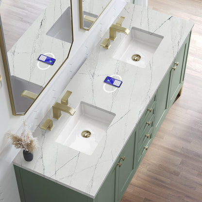 James Martin - Chicago 72" Double Vanity, Smokey Celadon, w/ 3 CM Ethereal Noctis Silestone Top w/ FreePower Wireless Charger - 503-V72-SC-FENC view 7
