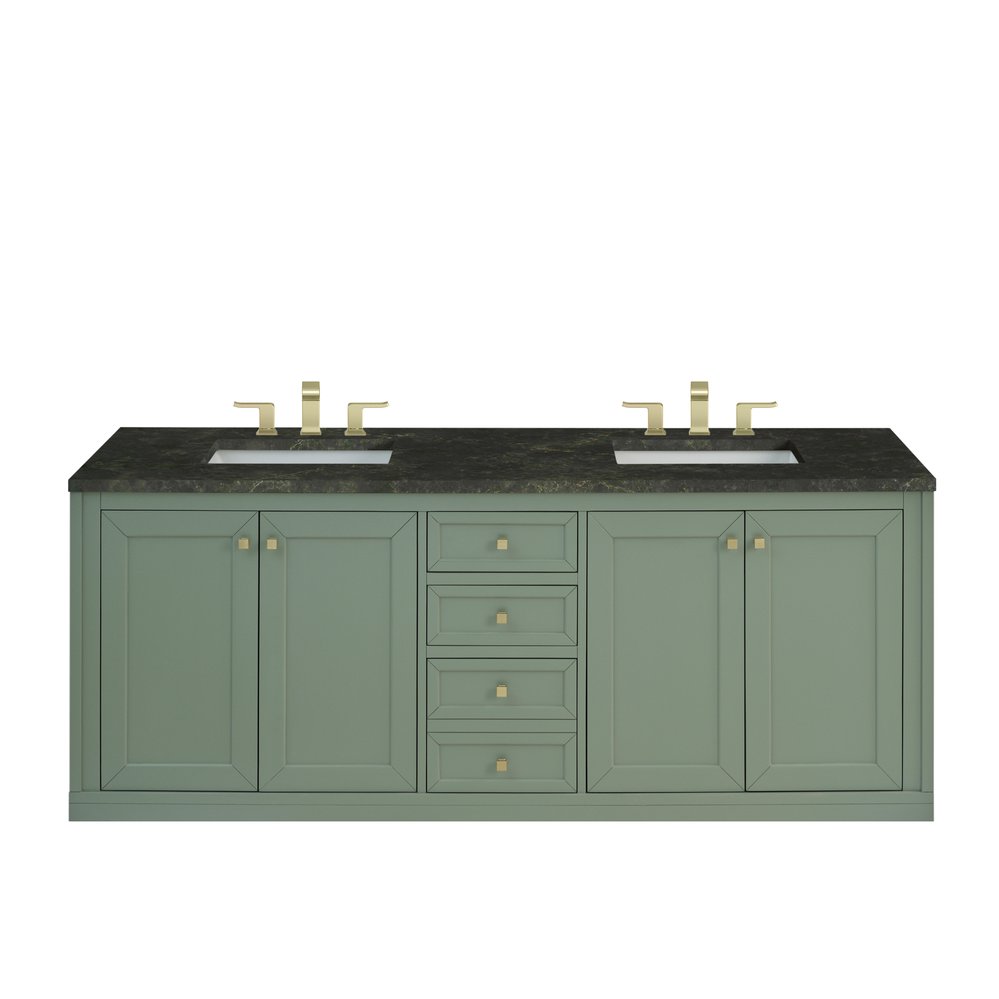 James Martin - Chicago 72" Double Vanity, Smokey Celadon, w/ 3 CM Phantome Eclos Top - 503-V72-SC-3PHT view 2