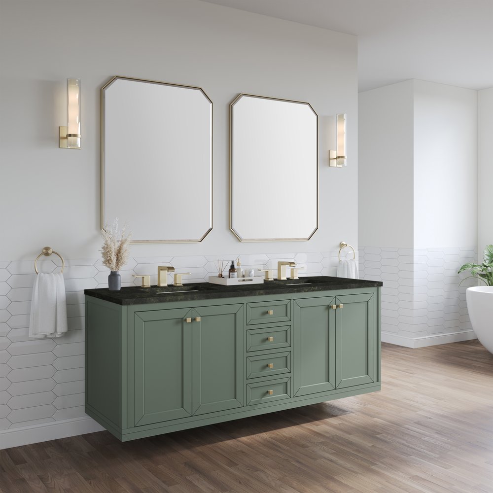 James Martin - Chicago 72" Double Vanity, Smokey Celadon, w/ 3 CM Phantome Eclos Top - 503-V72-SC-3PHT view 6