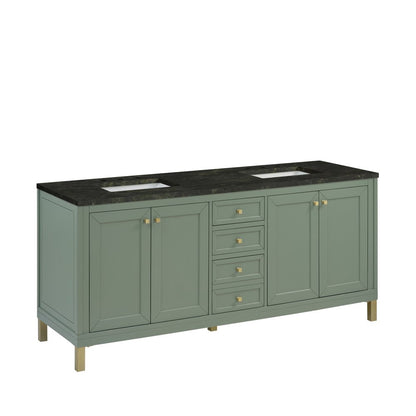 James Martin - Chicago 72" Double Vanity, Smokey Celadon, w/ 3 CM Phantome Eclos Top - 503-V72-SC-3PHT view 9