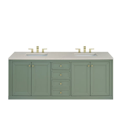 James Martin - Chicago 72" Double Vanity, Smokey Celadon, w/ 3 CM Siberian Silestone Top - 503-V72-SC-3SFR view 2