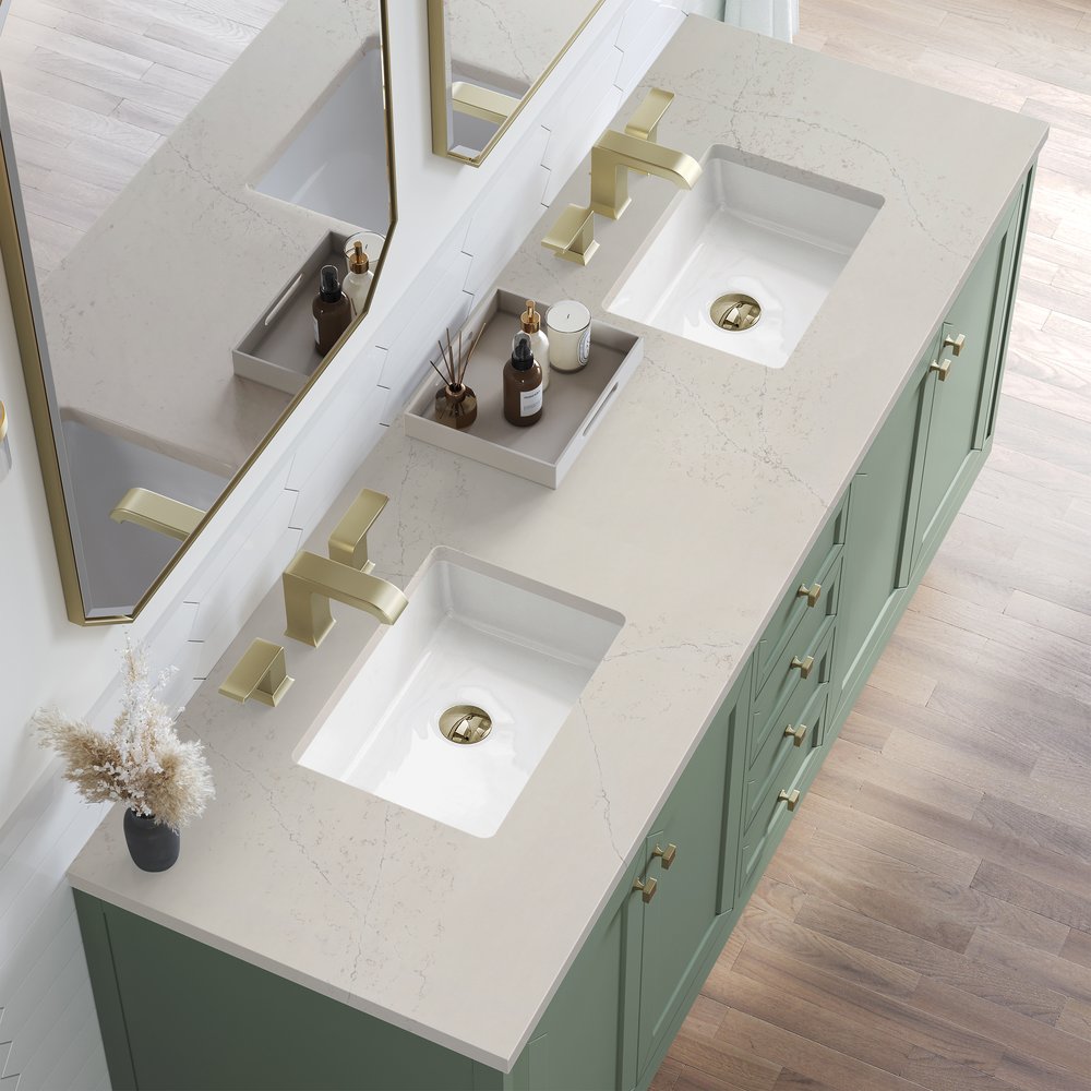 James Martin - Chicago 72" Double Vanity, Smokey Celadon, w/ 3 CM Siberian Silestone Top - 503-V72-SC-3SFR view 8