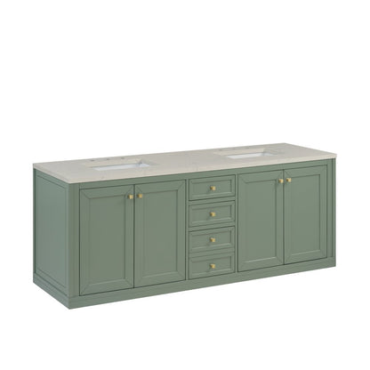 James Martin - Chicago 72" Double Vanity, Smokey Celadon, w/ 3 CM Siberian Silestone Top - 503-V72-SC-3SFR view 10