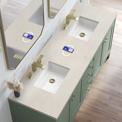 James Martin - Chicago 72" Double Vanity, Smokey Celadon, w/ 3 CM Siberian Silestone Top w/FreePower Wireless Charger - 503-V72-SC-FSFR view 7