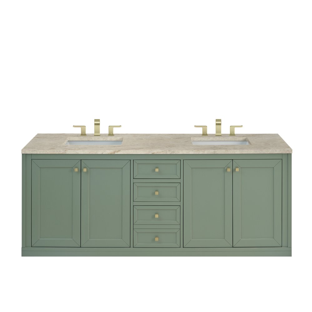 James Martin - Chicago 72" Double Vanity, Smokey Celadon, w/ 3 CM Tajnar Eclos Top - 503-V72-SC-3TJR view 2