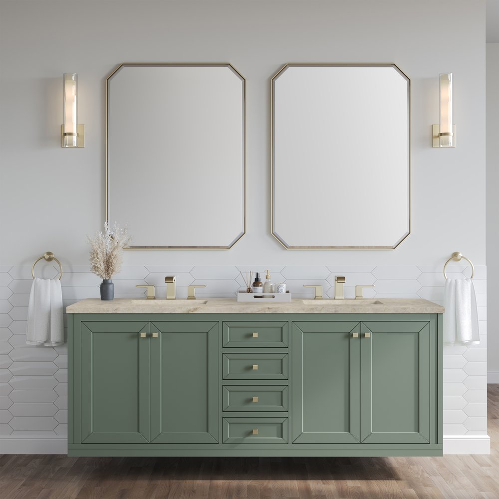 James Martin - Chicago 72" Double Vanity, Smokey Celadon, w/ 3 CM Tajnar Eclos Top - 503-V72-SC-3TJR view 4