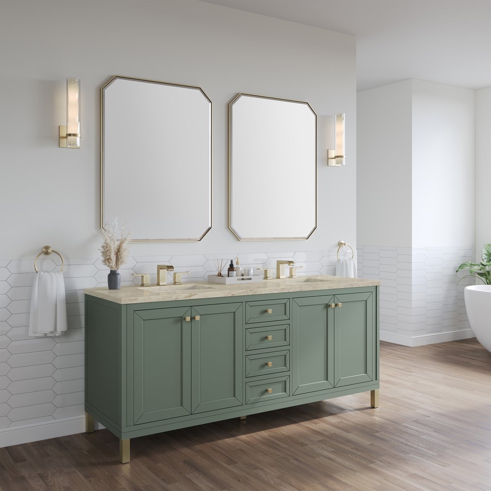 James Martin - Chicago 72" Double Vanity, Smokey Celadon, w/ 3 CM Tajnar Eclos Top - 503-V72-SC-3TJR view 5