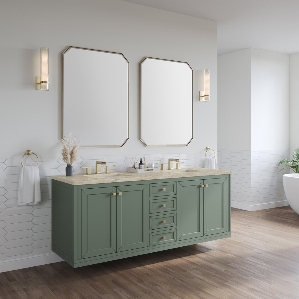 James Martin - Chicago 72" Double Vanity, Smokey Celadon, w/ 3 CM Tajnar Eclos Top - 503-V72-SC-3TJR view 6