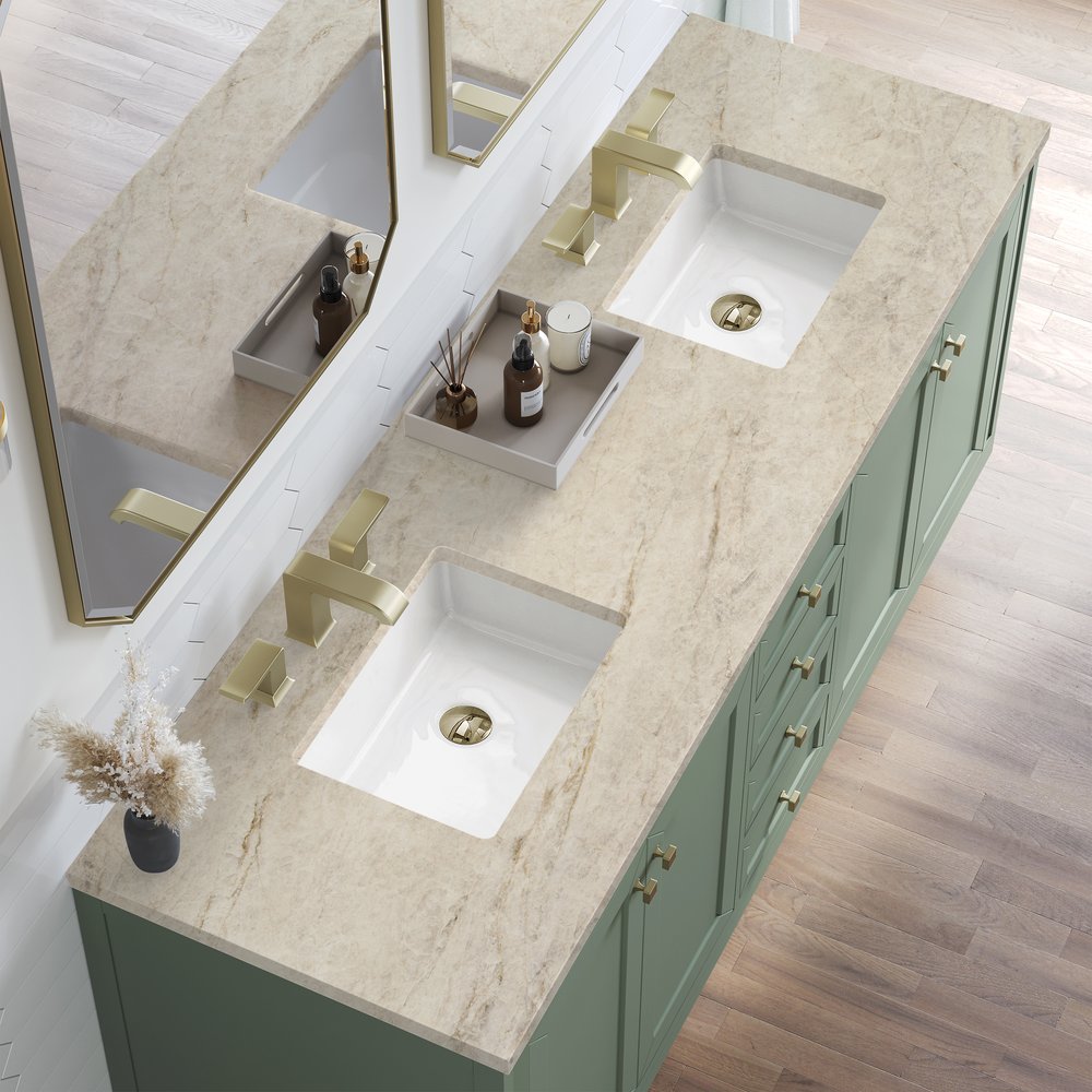 James Martin - Chicago 72" Double Vanity, Smokey Celadon, w/ 3 CM Tajnar Eclos Top - 503-V72-SC-3TJR view 8