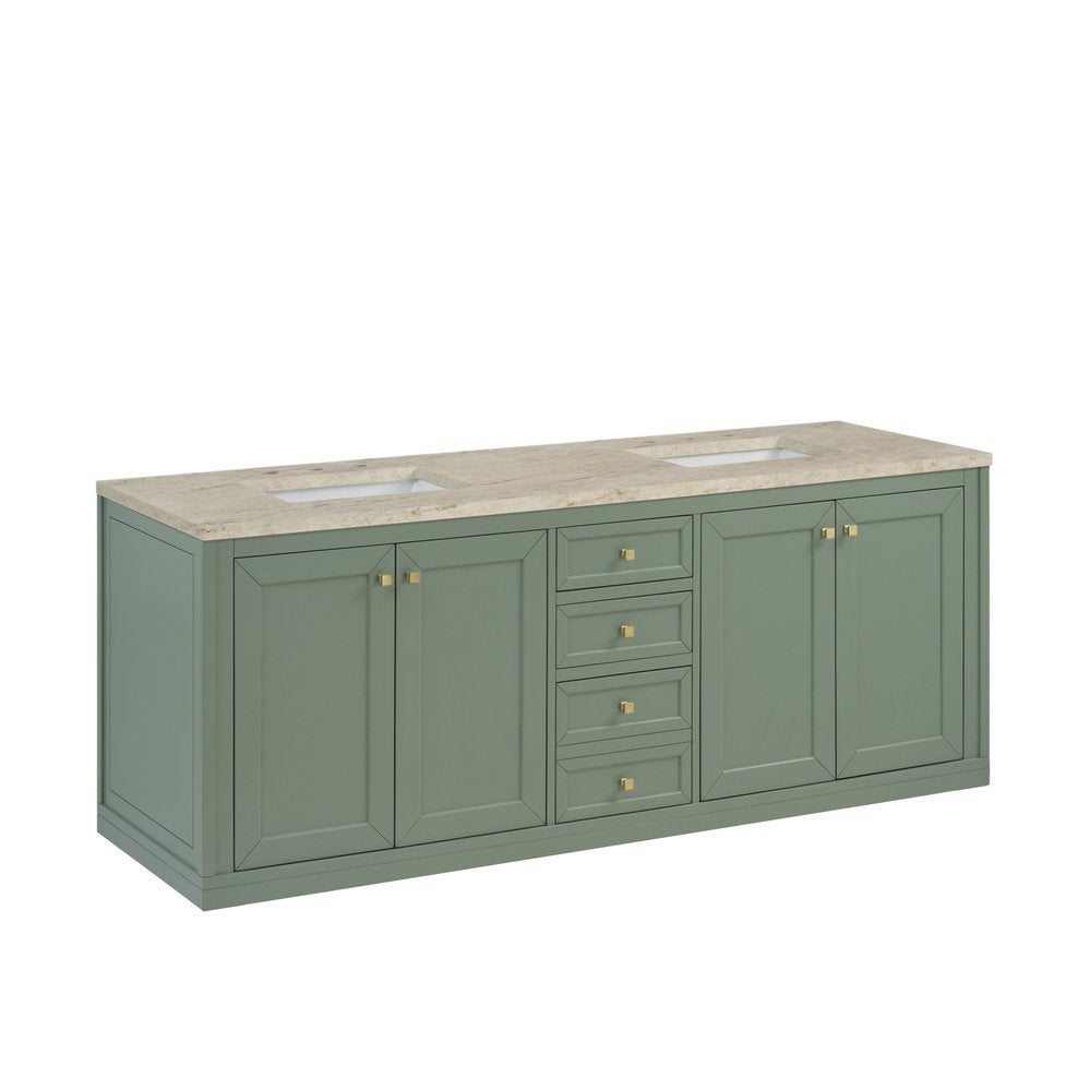 James Martin - Chicago 72" Double Vanity, Smokey Celadon, w/ 3 CM Tajnar Eclos Top - 503-V72-SC-3TJR view 10