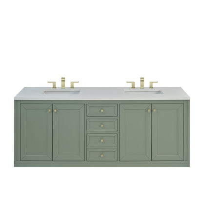 James Martin - Chicago 72" Double Vanity, Smokey Celadon, w/ 3 CM White Zeus Silestone® Top - 503-V72-SC-3WZ view 2