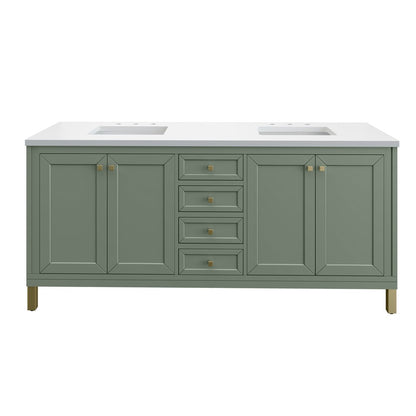 James Martin - Chicago 72" Double Vanity, Smokey Celadon, w/ 3 CM White Zeus Silestone® Top - 503-V72-SC-3WZ view 3