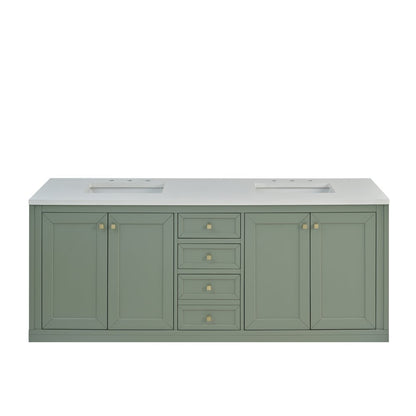 James Martin - Chicago 72" Double Vanity, Smokey Celadon, w/ 3 CM White Zeus Silestone® Top - 503-V72-SC-3WZ view 4
