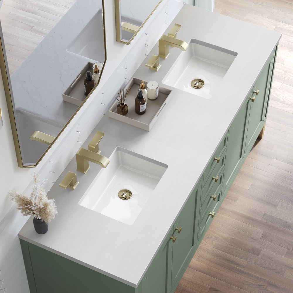 James Martin - Chicago 72" Double Vanity, Smokey Celadon, w/ 3 CM White Zeus Silestone® Top - 503-V72-SC-3WZ view 11