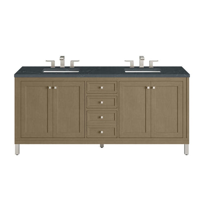 James Martin - Chicago 72" Double Vanity, Walnut Whisper, w/ 3 CM Charcoal Soapstone Silestone® Top - 503-V72-WLW-3CSP view 1