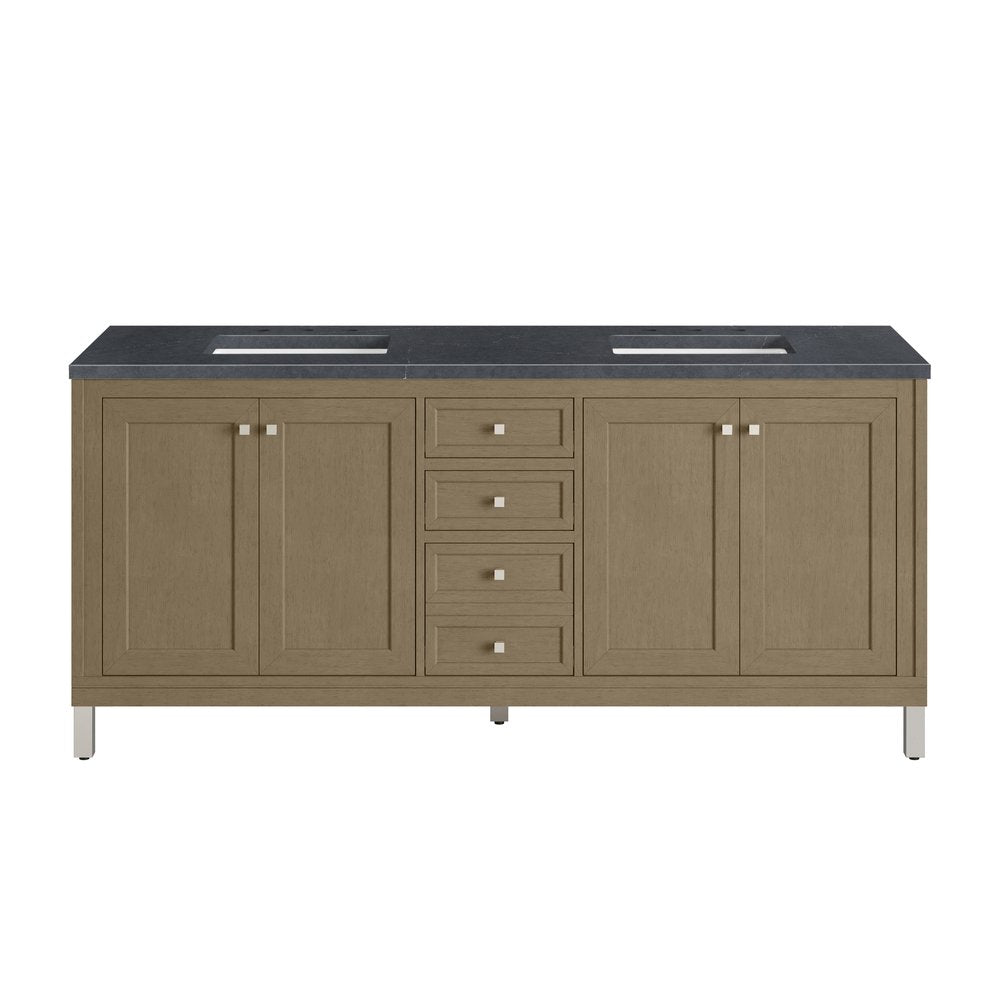James Martin - Chicago 72" Double Vanity, Walnut Whisper, w/ 3 CM Charcoal Soapstone Silestone® Top - 503-V72-WLW-3CSP view 2