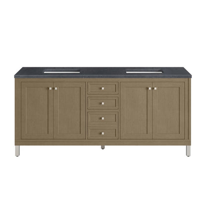 James Martin - Chicago 72" Double Vanity, Walnut Whisper, w/ 3 CM Charcoal Soapstone Silestone® Top - 503-V72-WLW-3CSP view 2