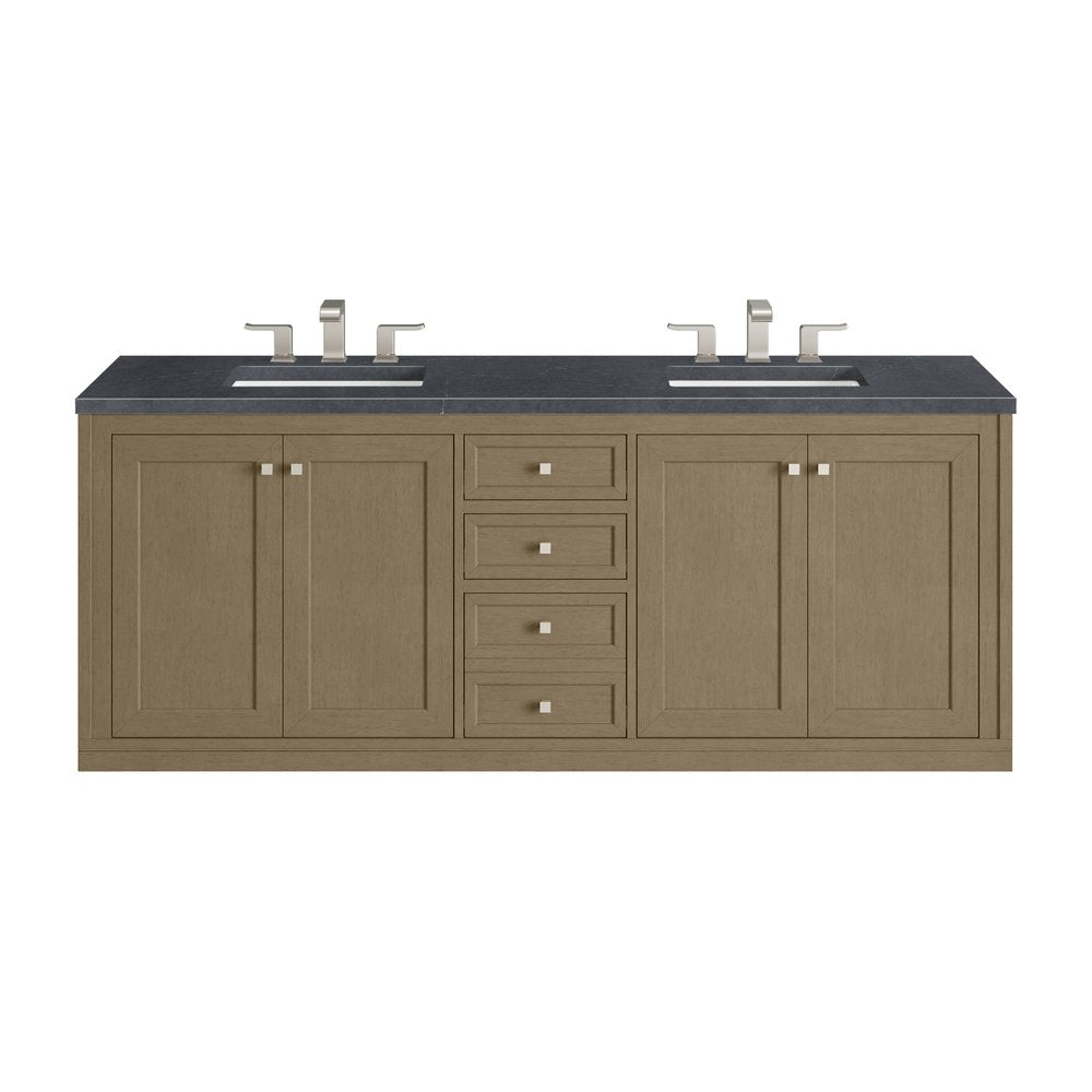 James Martin - Chicago 72" Double Vanity, Walnut Whisper, w/ 3 CM Charcoal Soapstone Silestone® Top - 503-V72-WLW-3CSP view 3