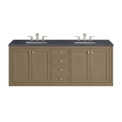 James Martin - Chicago 72" Double Vanity, Walnut Whisper, w/ 3 CM Charcoal Soapstone Silestone® Top - 503-V72-WLW-3CSP view 3