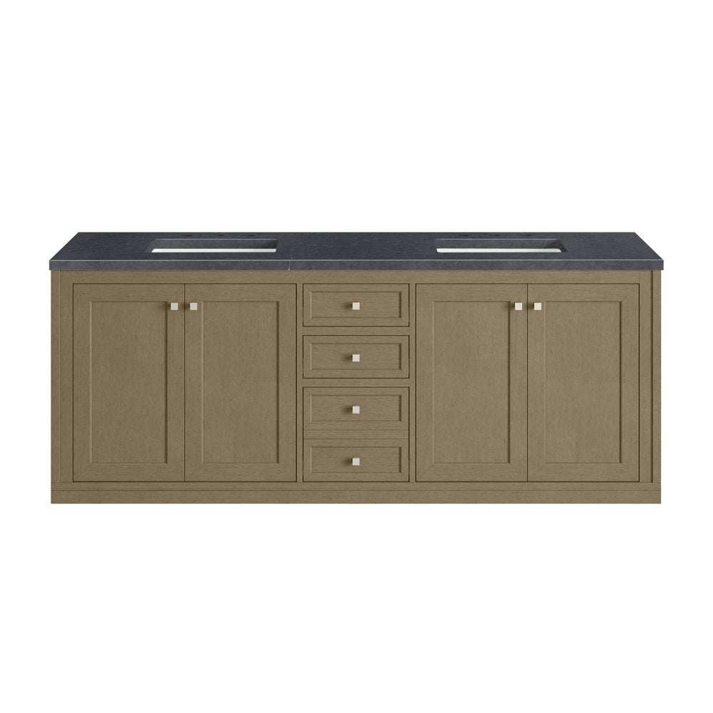 James Martin - Chicago 72" Double Vanity, Walnut Whisper, w/ 3 CM Charcoal Soapstone Silestone® Top - 503-V72-WLW-3CSP view 4