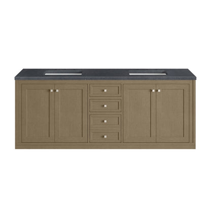 James Martin - Chicago 72" Double Vanity, Walnut Whisper, w/ 3 CM Charcoal Soapstone Silestone® Top - 503-V72-WLW-3CSP view 4