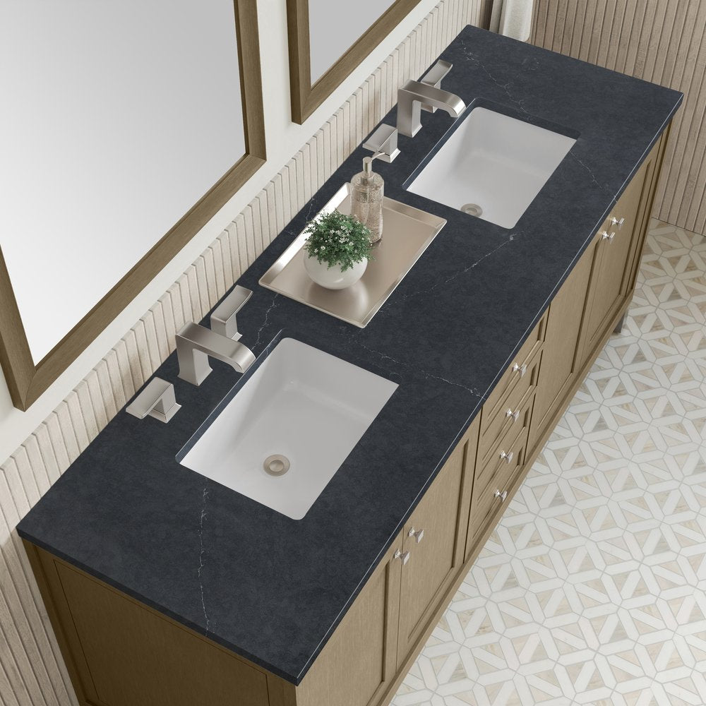 James Martin - Chicago 72" Double Vanity, Walnut Whisper, w/ 3 CM Charcoal Soapstone Silestone® Top - 503-V72-WLW-3CSP view 14