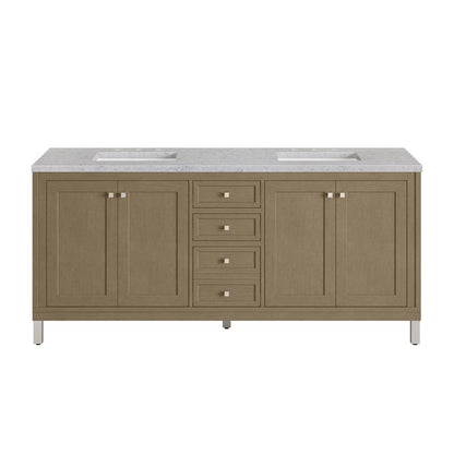 James Martin - Chicago 72" Double Vanity, Walnut Whisper, w/ 3 CM Eternal Jasmine Pearl Silestone® Top - 503-V72-WLW-3EJP view 2