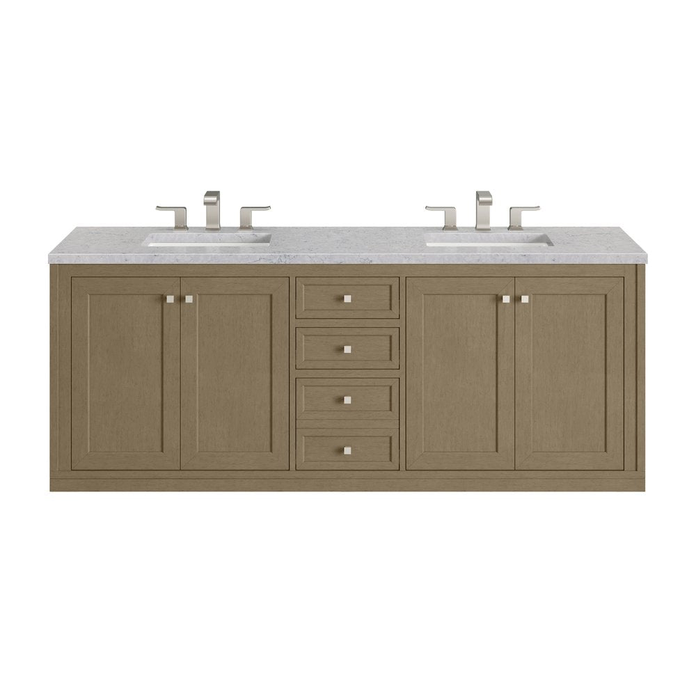 James Martin - Chicago 72" Double Vanity, Walnut Whisper, w/ 3 CM Eternal Jasmine Pearl Silestone® Top - 503-V72-WLW-3EJP view 3