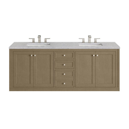 James Martin - Chicago 72" Double Vanity, Walnut Whisper, w/ 3 CM Eternal Jasmine Pearl Silestone® Top - 503-V72-WLW-3EJP view 3