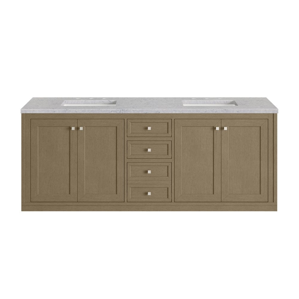 James Martin - Chicago 72" Double Vanity, Walnut Whisper, w/ 3 CM Eternal Jasmine Pearl Silestone® Top - 503-V72-WLW-3EJP view 4