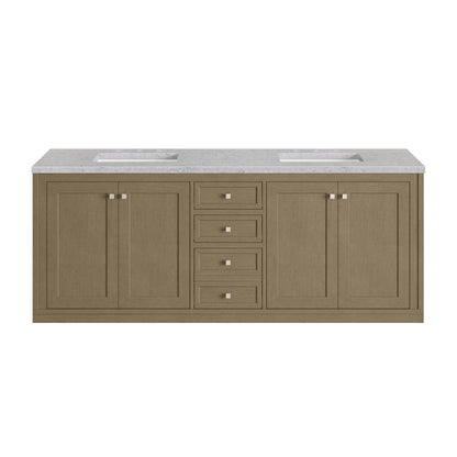 James Martin - Chicago 72" Double Vanity, Walnut Whisper, w/ 3 CM Eternal Jasmine Pearl Silestone® Top - 503-V72-WLW-3EJP view 4