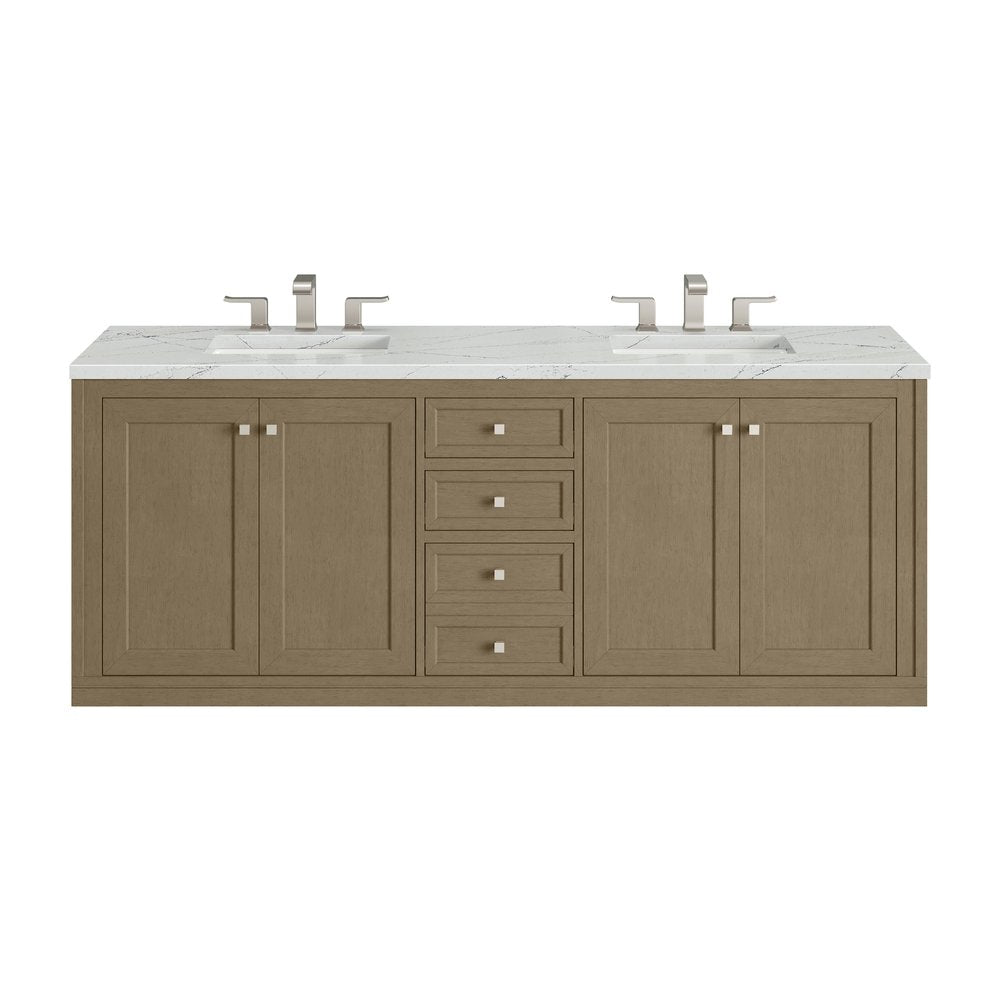 James Martin - Chicago 72" Double Vanity, Walnut Whisper, w/ 3 CM Ethereal Noctis Silestone® Top - 503-V72-WLW-3ENC view 3
