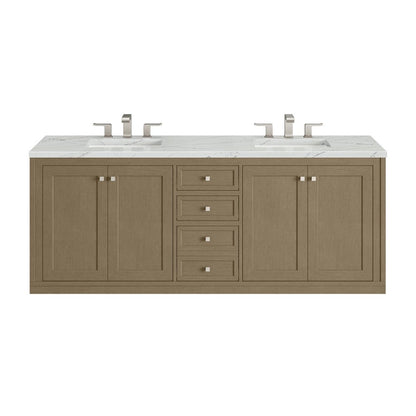 James Martin - Chicago 72" Double Vanity, Walnut Whisper, w/ 3 CM Ethereal Noctis Silestone® Top - 503-V72-WLW-3ENC view 3