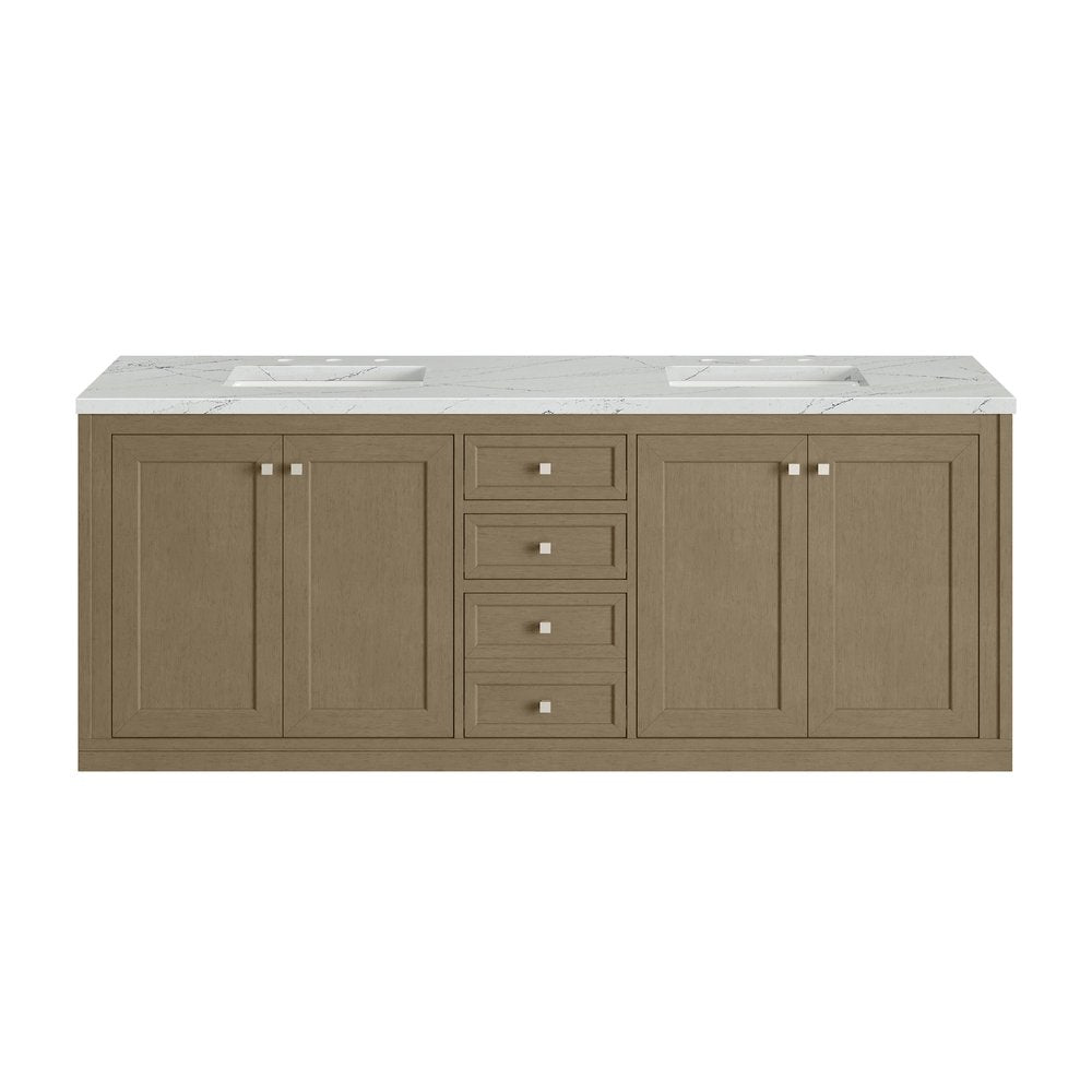 James Martin - Chicago 72" Double Vanity, Walnut Whisper, w/ 3 CM Ethereal Noctis Silestone® Top - 503-V72-WLW-3ENC view 4