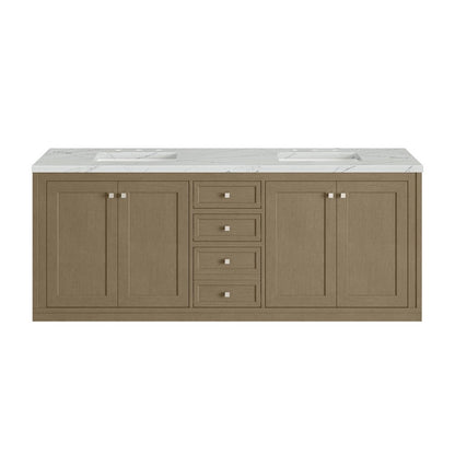 James Martin - Chicago 72" Double Vanity, Walnut Whisper, w/ 3 CM Ethereal Noctis Silestone® Top - 503-V72-WLW-3ENC view 4