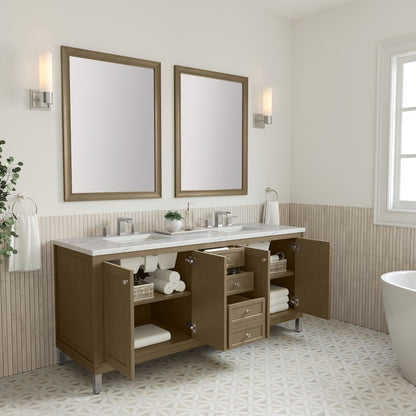 James Martin - Chicago 72" Double Vanity, Walnut Whisper, w/ 3 CM Ethereal Noctis Silestone® Top - 503-V72-WLW-3ENC view 11